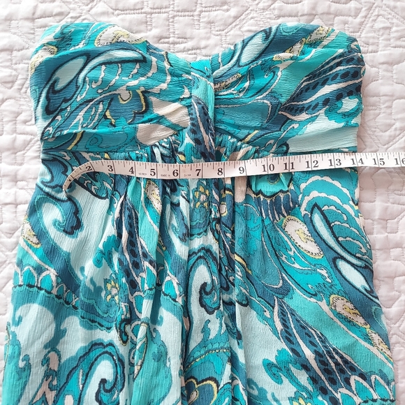 Express Blue Ruched Strapless Sundress - Picture 4 of 4